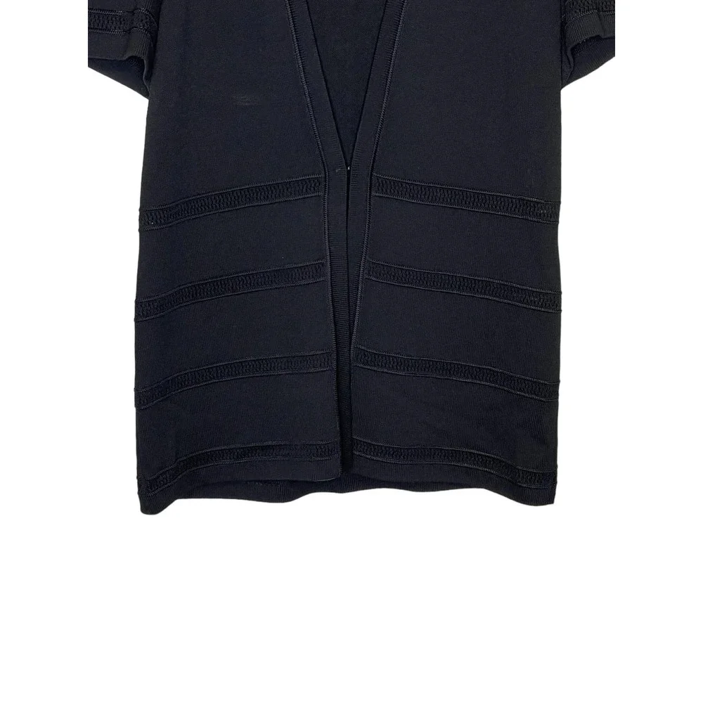St. John Women's‎ Cardigan Sweater Santana Knit Short Sleeve Open Front Black 10